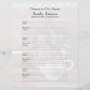 Memorial Book Sign-In  Teapot Filler Page