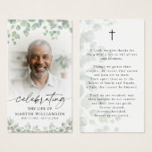 Memorial Botanical Photo Prayer Card Visitekaartje (Voorkant /achterkant)