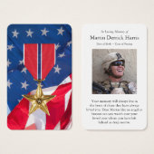 Memorial Bronze Star Medaille Gebed Sympathie Kaar Visitekaartje (Voorkant /achterkant)