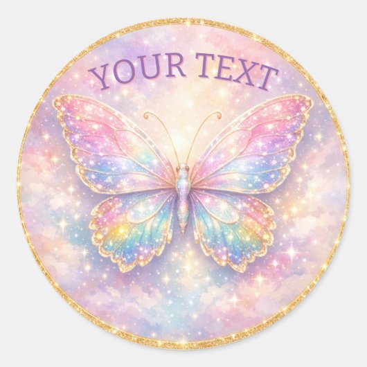 Memorial Butterfly Gold Circle Ronde Sticker (Voorkant)