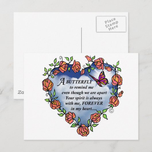 Memorial Butterfly Poem Briefkaart (Voorkant / Achterkant)