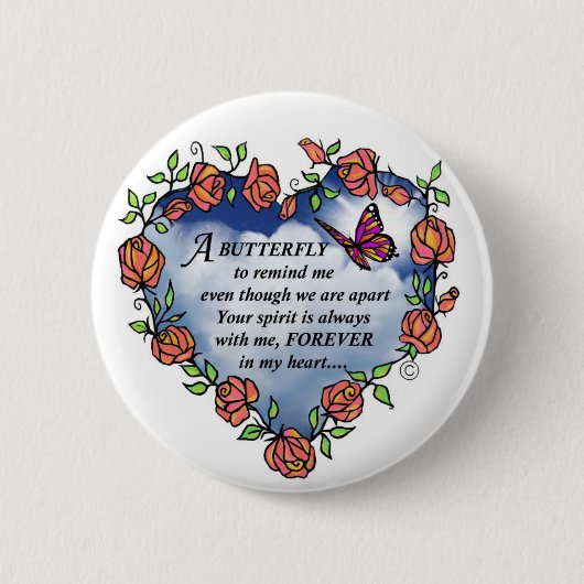 Memorial Butterfly Poem Ronde Button 5,7 Cm (Voorkant)