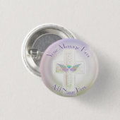 Memorial Button met Cross en Heart (Voorkant /achterkant)