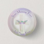 Memorial Button met Cross en Heart (Voorkant)