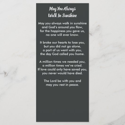 Memorial Camo Photo Funeral Prayer Kaart Bladwijze (Achterkant)