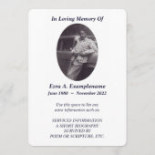 memorial card blue blur tree programmakaart (Achterkant)