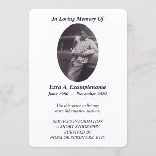 memorial card blue blur tree programmakaart