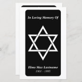 memorial card elegant star of david (Voorkant / Achterkant)