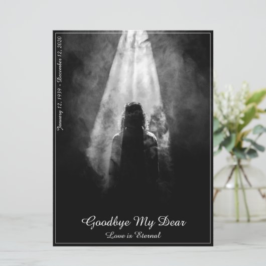 Memorial Card in the light - afscheid van mijn die (Staand voorkant)