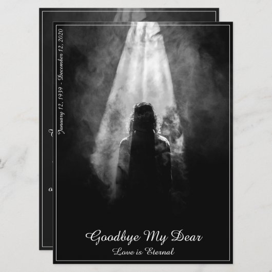 Memorial Card in the light - afscheid van mijn die (Voorkant / Achterkant)