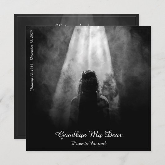 Memorial Card in the light - afscheid van mijn die (Voorkant / Achterkant)