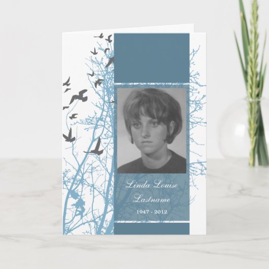 memorial card : silhouscreen birds kaart (Voorkant)