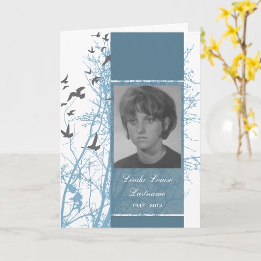 memorial card : silhouscreen birds kaart (Gele Bloem)