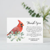 Memorial Cardinaal Floral Greenery Sympathie Funer Bedankkaart (Staand voorkant)