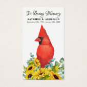 Memorial Cardinale Sunflower Funeral Prayer Kaart (Voorkant)