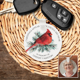 Memorial Cardinals verschijnen Waterverf Pine Foto Sleutelhanger