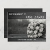 Memorial Cards A bouquet of white roses monochrom (Voorkant / Achterkant)