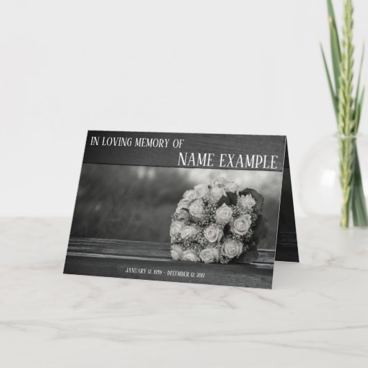Memorial Cards A bouquet of white roses monochrom Kaart (Voorkant)