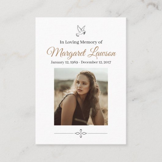 Memorial Cards Visitekaartje (Voorkant)