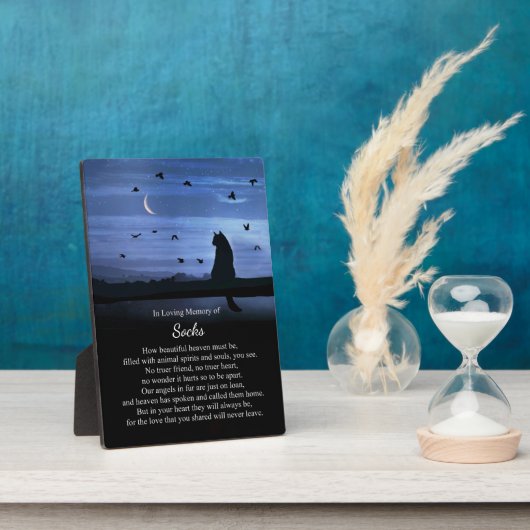 Memorial Cat Custom Name Spiritueel Heaven Poem Fotoplaat (Zijkant)