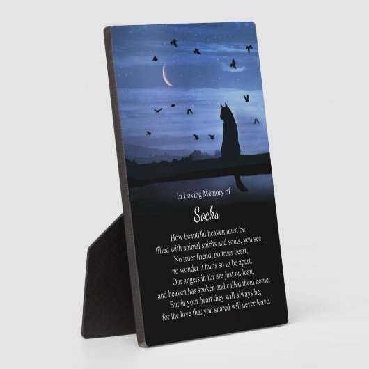 Memorial Cat Custom Name Spiritueel Heaven Poem Fotoplaat (Zijkant)
