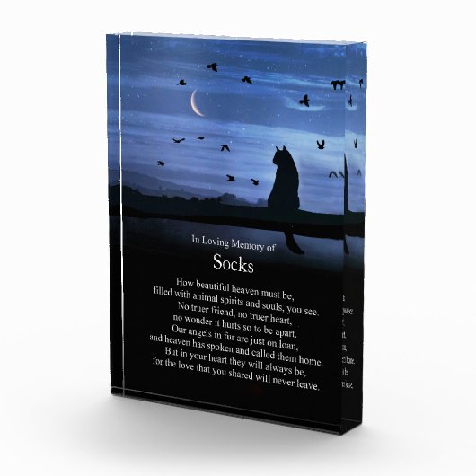 Memorial Cat met Heaven Poem en Custom Name Fotoblokken (Rechts)