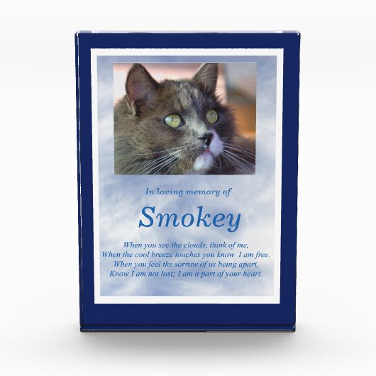 Memorial Cat Pet Custom Photo and Name Spiritueel Fotoblokken (Voorkant)