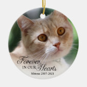 Memorial Cat Photo Forever in ons hart Kerstmis Keramisch Ornament (Voorkant)