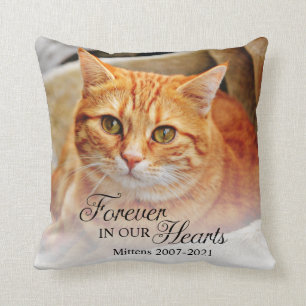 Memorial Cat Photo Forever in ons hart Kussen