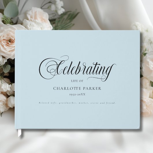  Memorial "Celebrating life of"  Blue Gastenboek