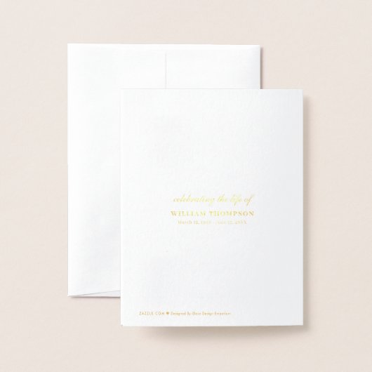 Memorial Celebrating Life Of Funeral Gold Folie Kaarten (Met envelop)