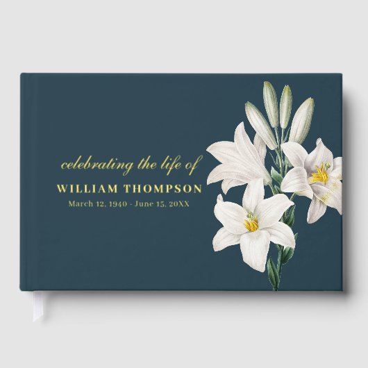 Memorial Celebrating Life Of Funeral Navy Lilies Gastenboek (Voorkant)