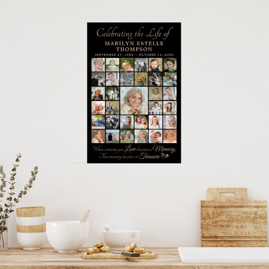 Memorial Celebrating Life Quote 33 Photo Collage Poster (Keuken)