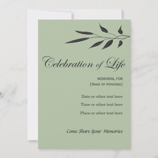 Memorial Celebration of Life Elegant Tree Invitati Kaart (Voorkant)