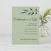 Memorial Celebration of Life Elegant Tree Invitati Kaart (Staand voorkant)