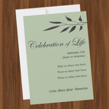 Memorial Celebration of Life Elegant Tree Invitati