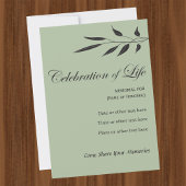 Memorial Celebration of Life Elegant Tree Invitati Kaart
