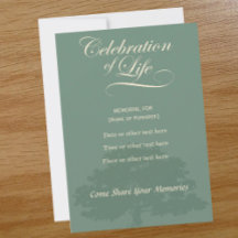 Memorial Celebration of Life Oak Sage invitation