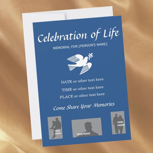 Memorial Celebration of Life Peace Dove-uitnodigin Kaart