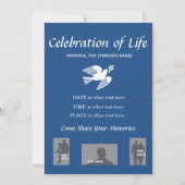 Memorial Celebration of Life Peace Dove-uitnodigin Kaart (Voorkant)