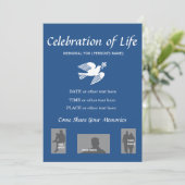 Memorial Celebration of Life Peace Dove-uitnodigin Kaart (Staand voorkant)