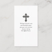 Memorial Celebration of Life Prayer Kaart Visitekaartje (Achterkant)