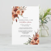 Memorial Celebration of Life Terracotta Invitation Kaart (Staand voorkant)