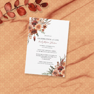 Memorial Celebration of Life Terracotta Invitation Kaart