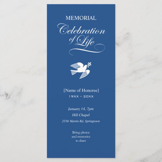 Memorial Celebration of Life White Dove Invitation (Voorkant)