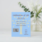 Memorial Celebration Tree of Life Blue Background Kaart (Staand voorkant)
