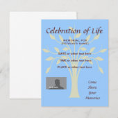 Memorial Celebration Tree of Life Blue Background Kaart (Voorkant / Achterkant)