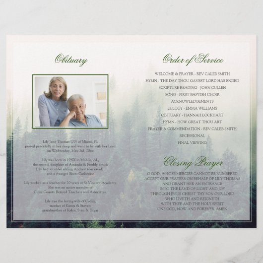 Memorial Ceremony Programme Forest Funeral Program Flyer (Achterkant)