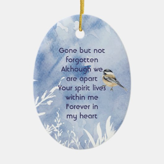 Memorial Chickadee Bird Winter Snow Tree Keramisch Ornament (Voorkant)
