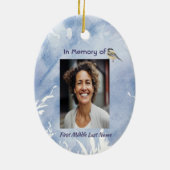 Memorial Chickadee Bird Winter Snow Tree Keramisch Ornament (Achterkant)